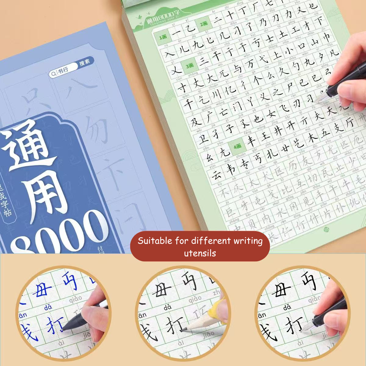 Chinese Character Components, Structure & Radicals Adult Handwriting Trace Book